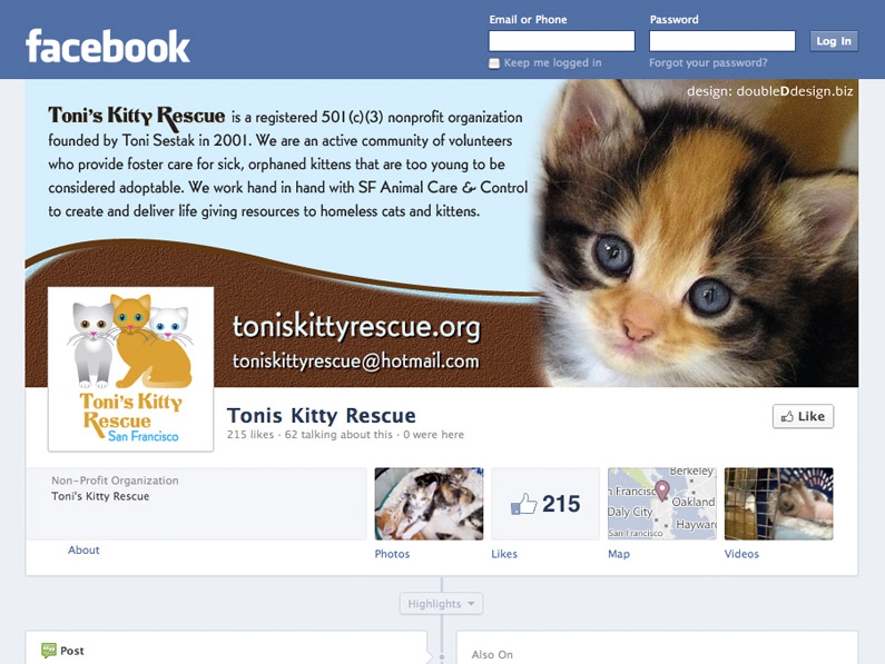 Toni's Kitty Rescue Social Media Marketing for Facebook by doubleDdesign.biz